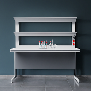 Стол лабораторный с двумя полками ЛК-1800 СП (столешница – Lab HPL)